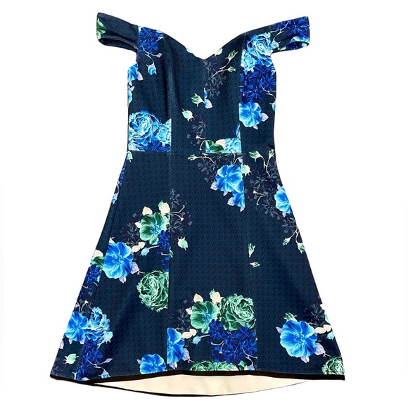 Pinko shoulder dress blue floral - Picture 5 of 10